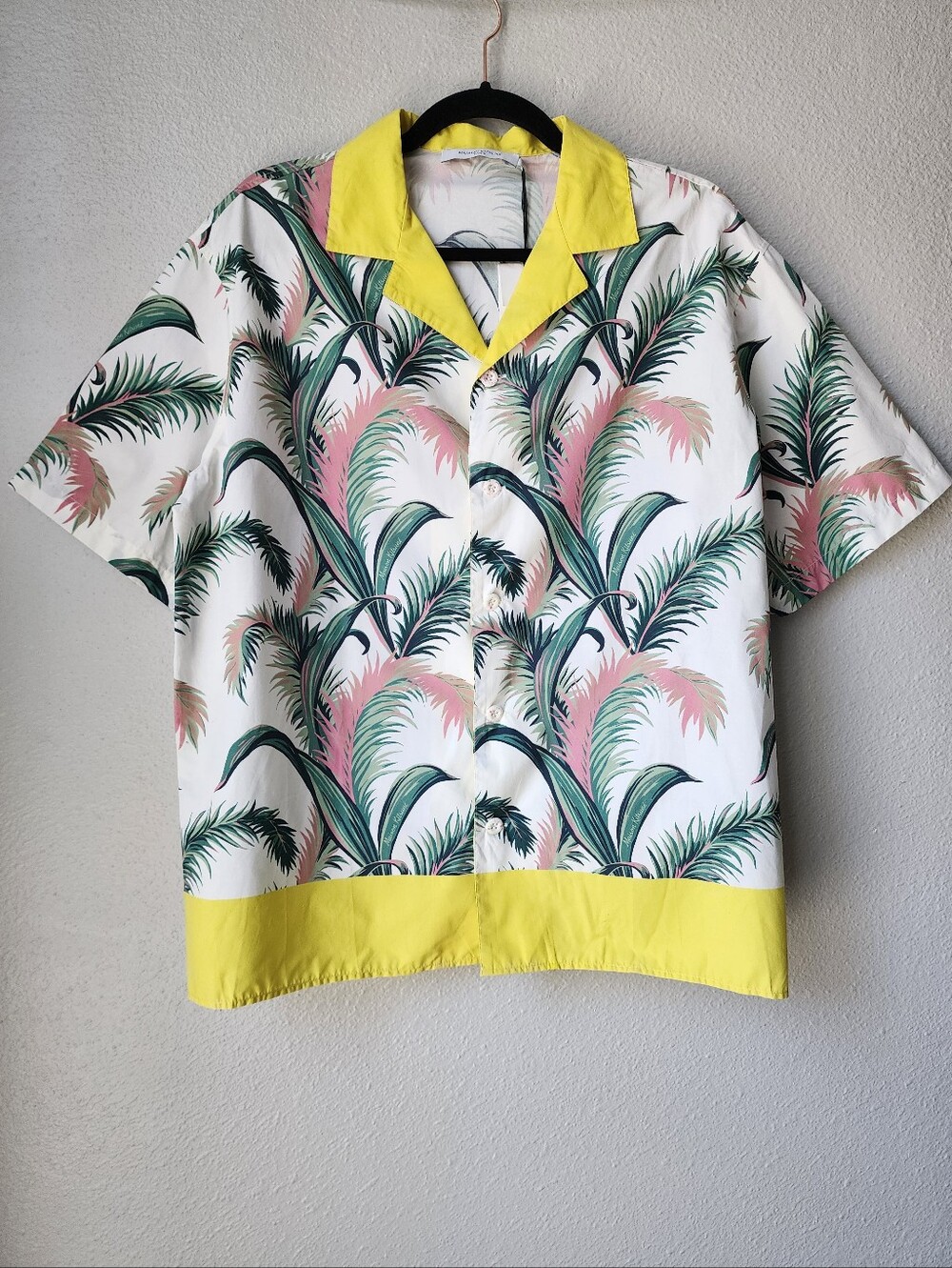 Maison Kitsune Botanical Print Short Sleeve Shirt Size Small In White